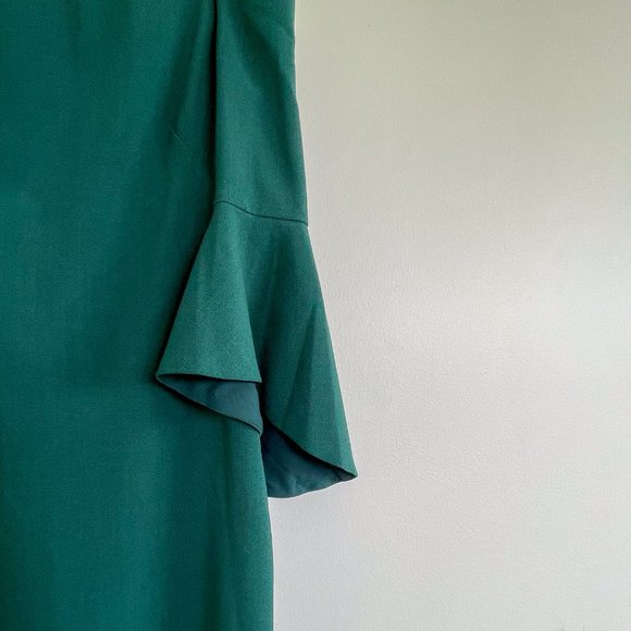 Chelsea28 | Off the Shoulder Dress with Bell Sleeves | Emerald | Size 6 - Picture 3 of 7